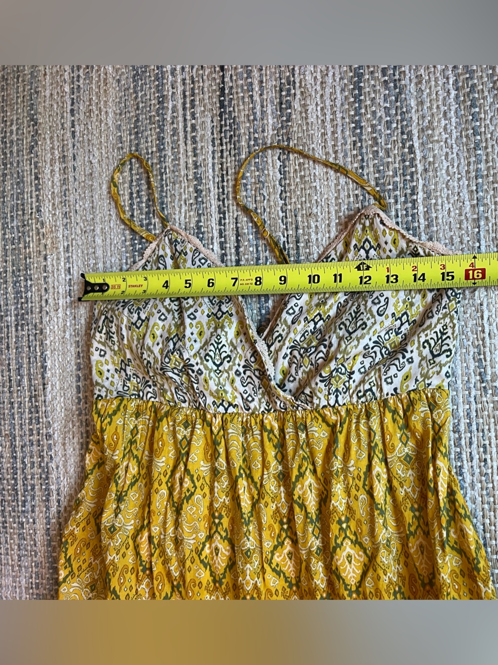 miami Yellow Tiered Patterned Spaghetti-Strap Sundress - Picture 9 of 16